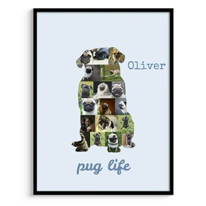 Create Your Custom Pug Photo Collage – Perfect Gift for Dog Lovers