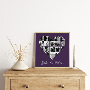 Create Your Own Heart-Shaped Photo Collage Canvas – Personalized for Couples