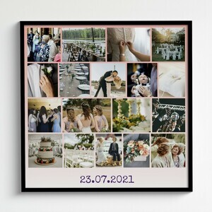 Create Your Wedding Photo Collage - Personalize Dates & Design for Perfect Gift