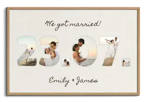 Wedding Date Photo Collage Canvas