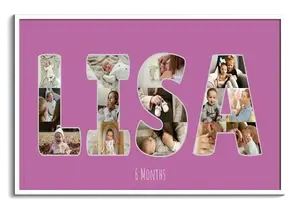 Create a Photo Name Collage for Baby's 6-Month Milestone - Customize Yours Now!