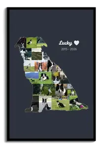 Dog Silhouette Memorial Photo Collage - Create your own, add name & years