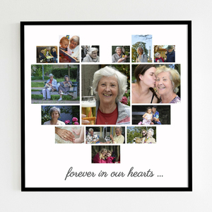 Create a Heart-Shaped Memorial Photo Collage: "Forever in My Heart"