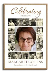 Create a Memorial Photo Collage with a Central Portrait and 16 Cherished Photos