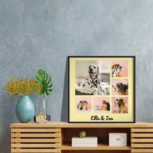 "Create Your Stylish Dog Photo Collage with Personalized Text"