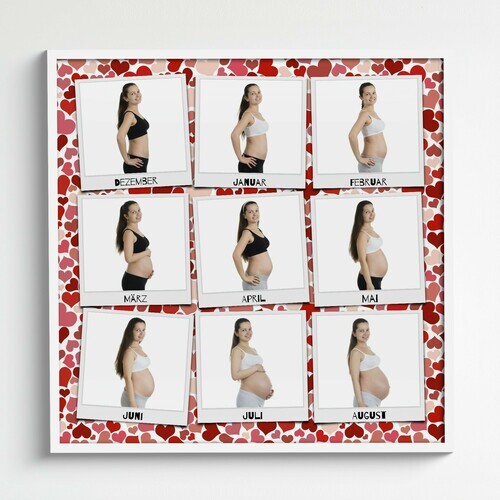 Create Your Custom Pregnancy Belly Collage - 9 Month Polaroid Style