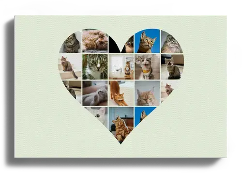 Cat Heart Collage with Custom Text