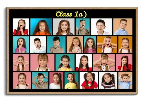 Class Photo as Photo Collage with Student Pictures and Custom Text