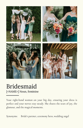 Create a Personalized Bridesmaid Definition Poster: Customize Photos & Text