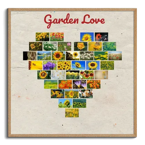 Photo collage heart with garden pictures