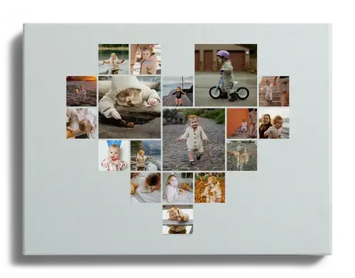Photo collage baby kids pictures as heart