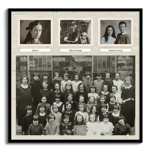 Old black and white and class photos as revived photo collage