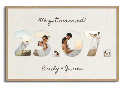 Wedding Date Photo Collage Canvas