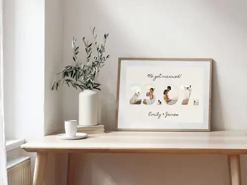 Wedding Date Photo Collage Canvas