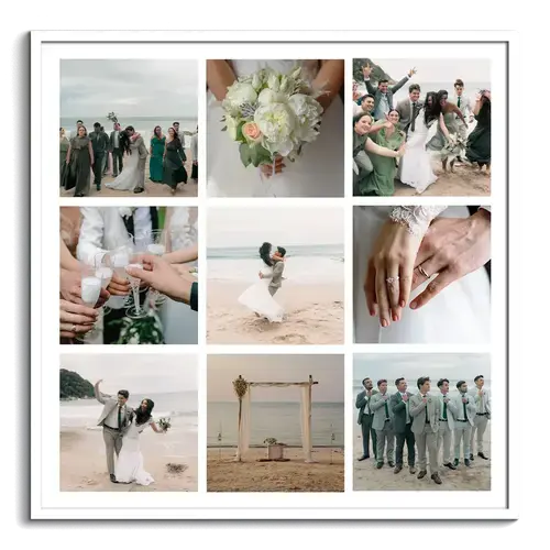 Wedding Collage as Grid with Shaded Images as Memento