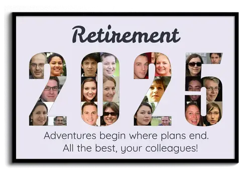 Photo collage year number from colleagues retirement