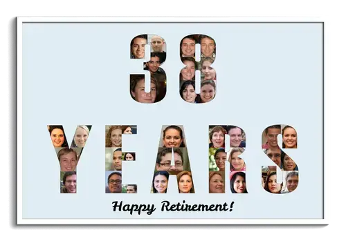 photo gift for retirement text and numbers collage