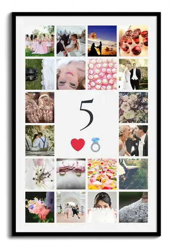 Number 5 Photo Collage – Design yours for a 5th anniversary gift: wedding, couple, work Number 5 Photo Collage – Design yours for a 5th anniversary gift: wedding, couple, work