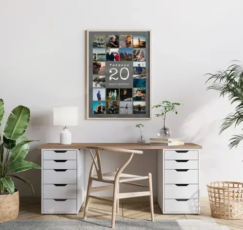 20 Number Photo Collage with Name & Message