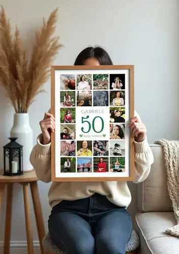 50 Number Photo Collage with Name & Greeting