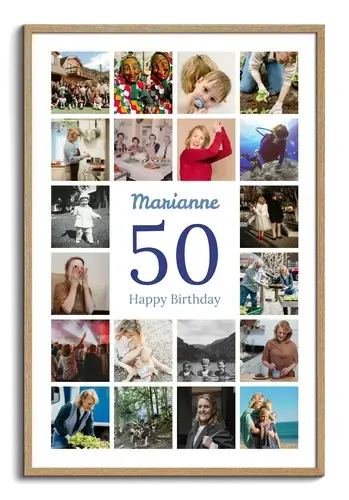 50 Number Photo Collage with Name & Greeting