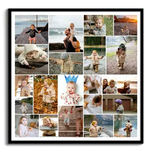 Collage with Children or Baby Photos from Family Album