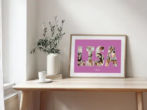 Child's Name Photo Collage - Purple Background