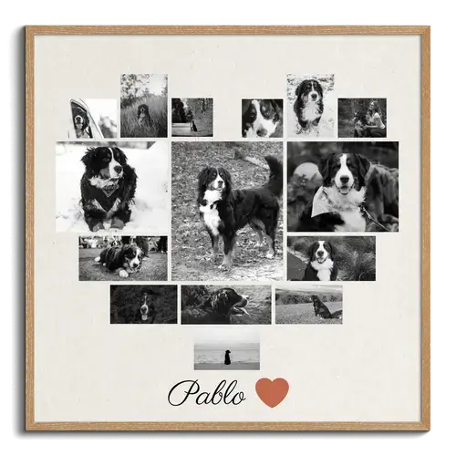 Dog Memorial Single Photo Collage, Oval Frame