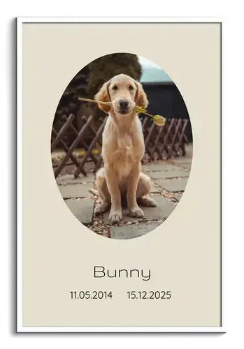 Dog Memorial Single Photo Collage, Oval Frame