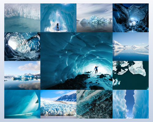 Design Your Nature Photo Collage Premium Print: Desert Dunes, Glaciers & Ice Caves