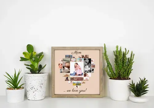 Heart Collage for Mom with "We Love You" Message