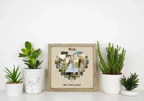 Heart Collage for Mom with "We Love You" Message