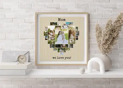 Heart Collage for Mom with "We Love You" Message
