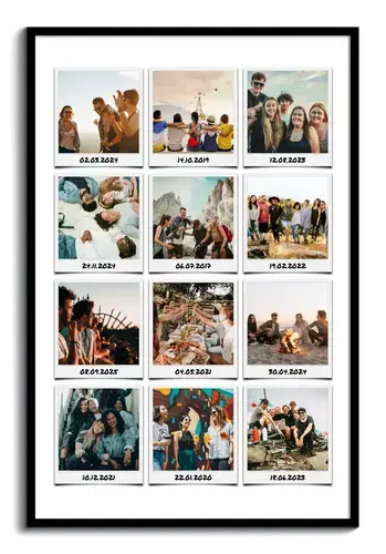 Friends in Polaroid Collage with Text