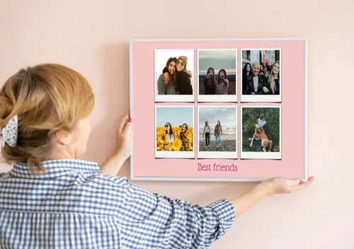 Friends in Polaroid Collage with Text