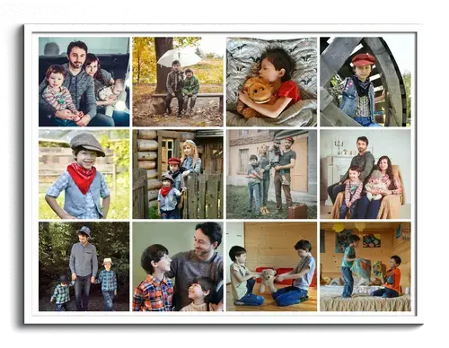 Photo collage grid arranged freely configurable