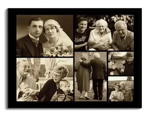 Sepia effect on photo collage with old family pictures