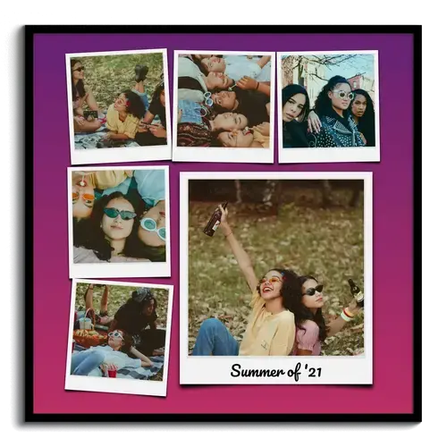 Colorful Photo Collage with Polaroid Pictures and Great Background