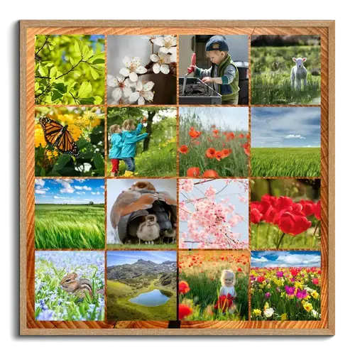 Spring Photo Collage Wall Art, Custom Text