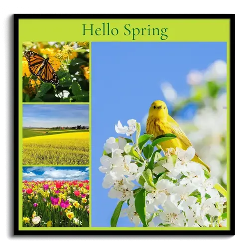 Spring Photo Collage Wall Art, Custom Text