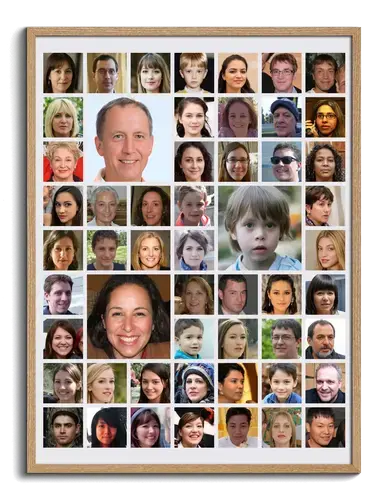 Portrait photos arranged as photo collage
