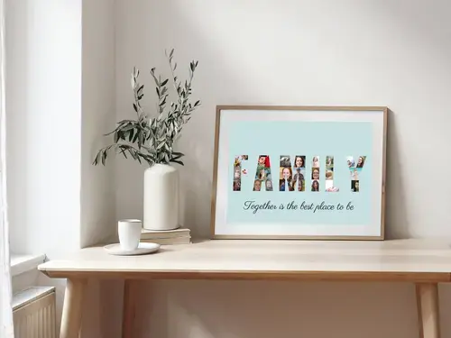 "Personalized Family Photo Collage with Phrase"