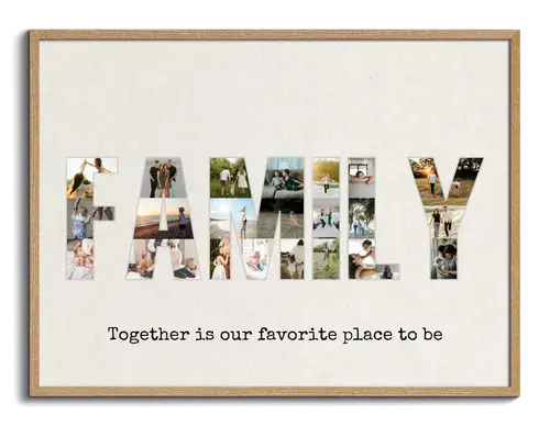 "Personalized Family Photo Collage with Phrase"
