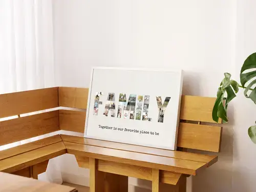 "Personalized Family Photo Collage with Phrase"