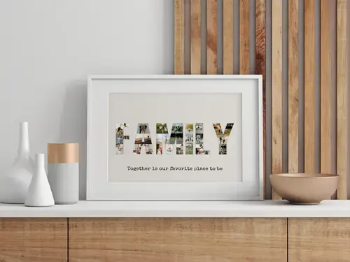"Personalized Family Photo Collage with Phrase"
