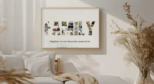 "Personalized Family Photo Collage with Phrase"