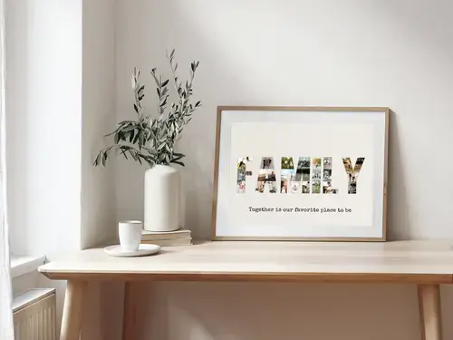 "Personalized Family Photo Collage with Phrase"