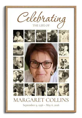 Memorial Collage with Portrait and 16 Photos