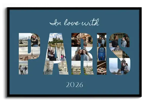 "Custom Paris Vacation Photo Collage Canvas"