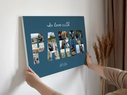 "Custom Paris Vacation Photo Collage Canvas"